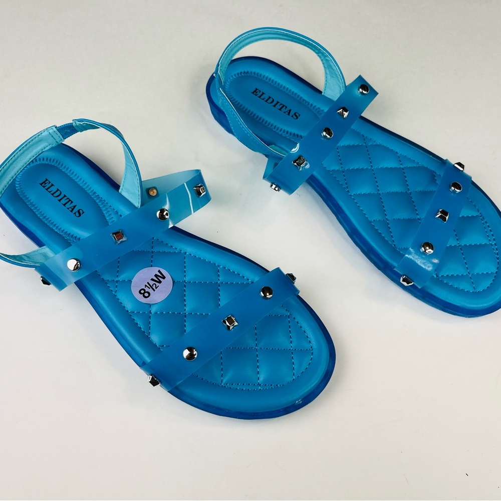 Elditas Women’s Classic Avery Blue Slip On Slide Walking Sandals Size 8.5W